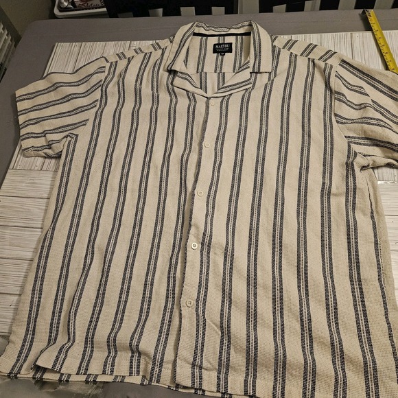 Malibu Other - Malibu Beach Club shirt Mens 3XL Striped Ecru Short Sleeve Button-Up